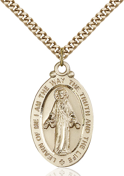 14kt Gold Filled Scapular Pendant on a 24 inch Gold Plate Heavy Curb chain