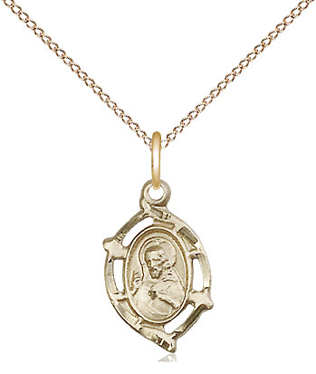 14kt Gold Filled Scapular Pendant on a 18 inch Gold Filled Light Curb chain