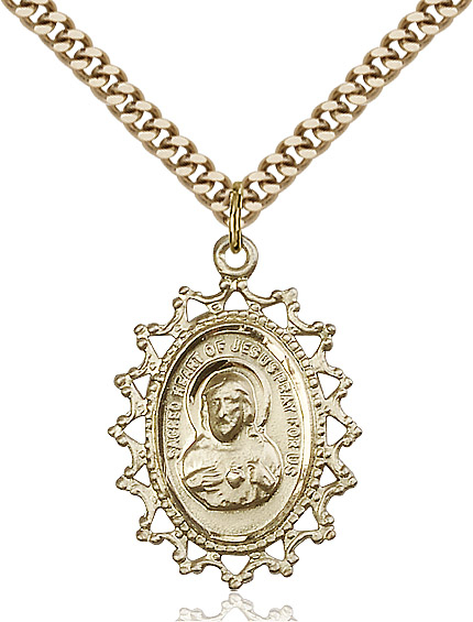 14kt Gold Filled Scapular Pendant on a 24 inch Gold Plate Heavy Curb chain