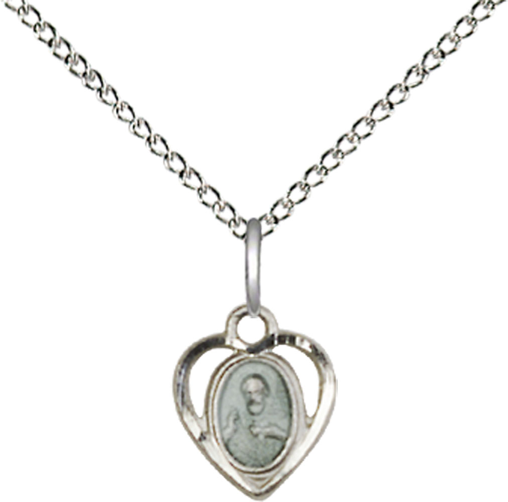 Sterling Silver Scapular Pendant on a 18 inch Sterling Silver Light Curb chain