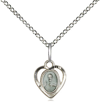 Sterling Silver Scapular Pendant on a 18 inch Sterling Silver Light Curb chain