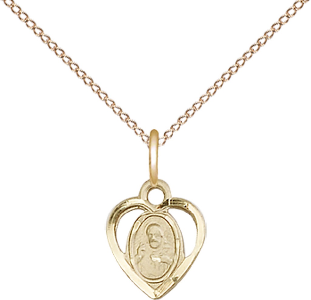 14kt Gold Filled Scapular Pendant on a 18 inch Gold Filled Light Curb chain