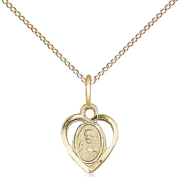 14kt Gold Filled Scapular Pendant on a 18 inch Gold Filled Light Curb chain