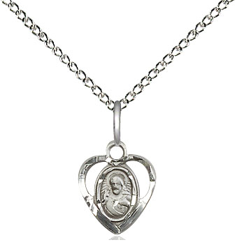 Sterling Silver Scapular Pendant on a 18 inch Sterling Silver Light Curb chain