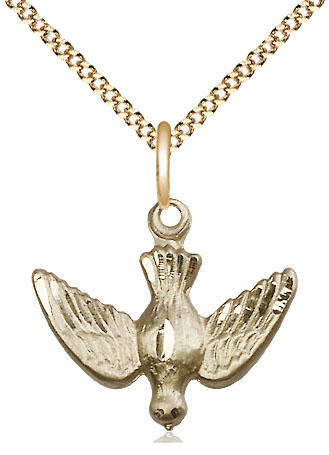 14kt Gold Filled Holy Spirit Pendant on a 18 inch Gold Plate Light Curb chain