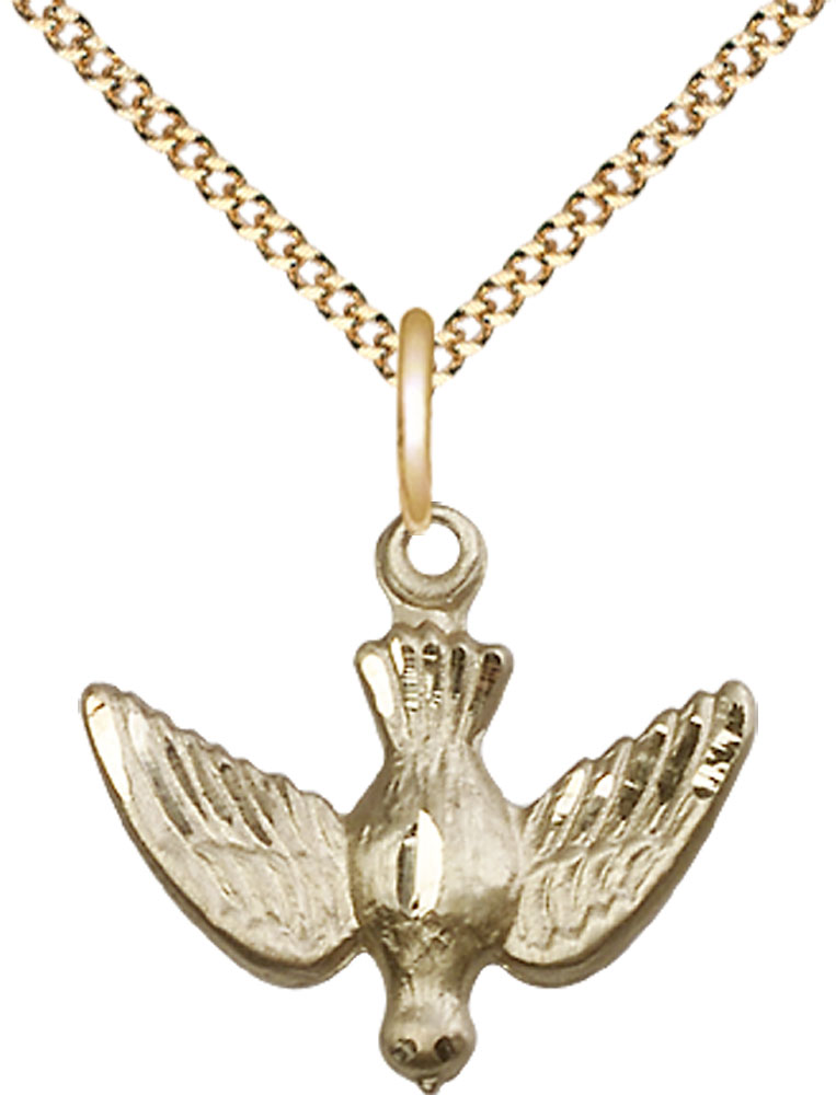 14kt Gold Filled Holy Spirit Pendant on a 18 inch Gold Plate Light Curb chain