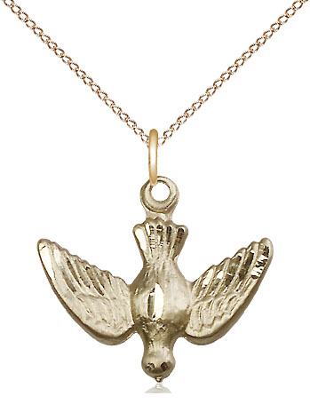 14kt Gold Filled Holy Spirit Pendant on a 18 inch Gold Filled Light Curb chain