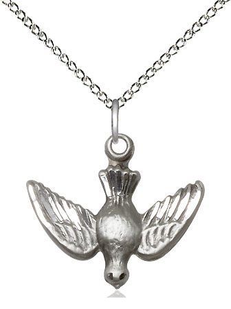 Sterling Silver Holy Spirit Pendant on a 18 inch Sterling Silver Light Curb chain