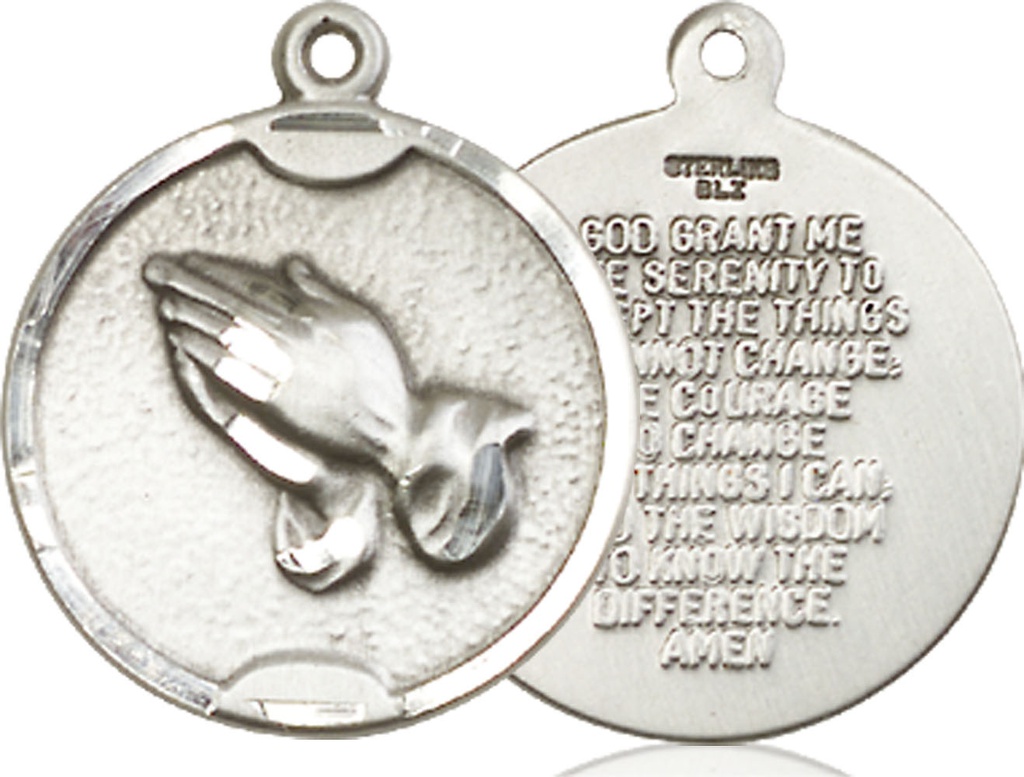 Sterling Silver Praying Hands Medal