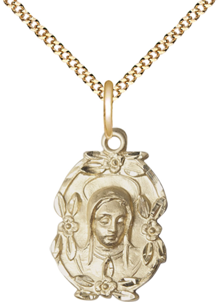 14kt Gold Filled Madonna Pendant on a 18 inch Gold Plate Light Curb chain