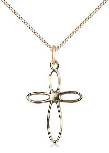 14kt Gold Filled Loop Cross Pendant on a 18 inch Gold Filled Light Curb chain