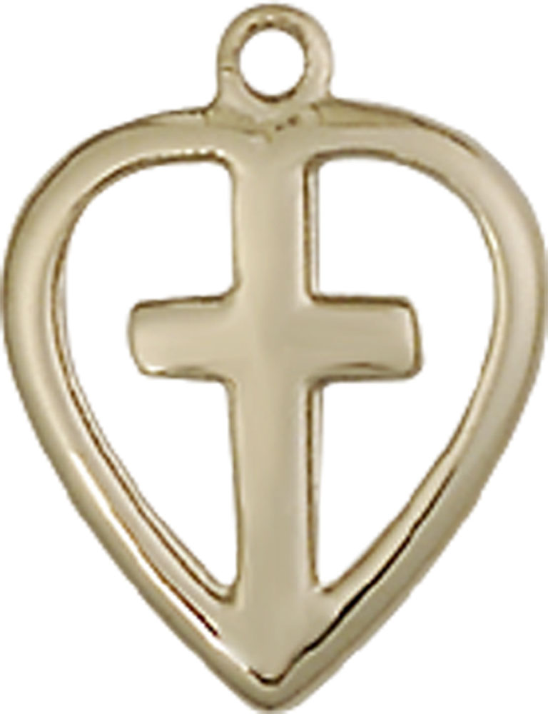 14kt Gold Filled Heart Cross Medal