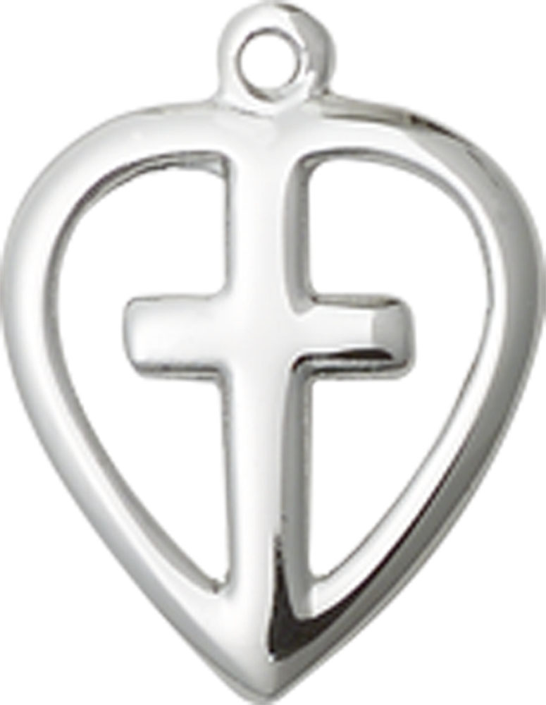 Sterling Silver Heart Cross Medal