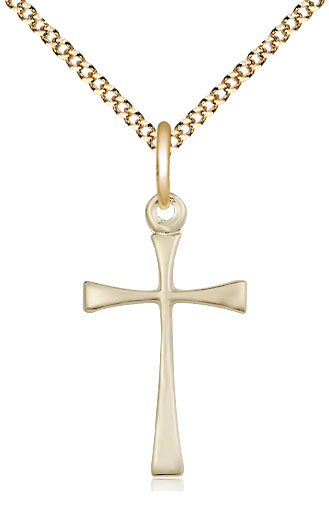 14kt Gold Filled Maltese Cross Pendant on a 18 inch Gold Plate Light Curb chain