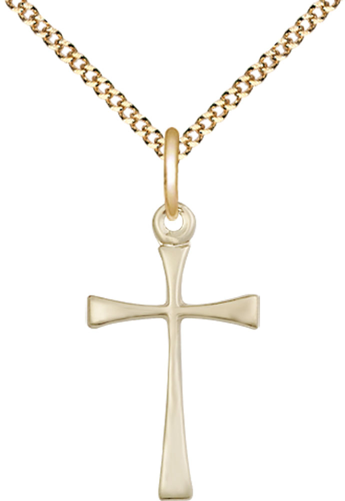 14kt Gold Filled Maltese Cross Pendant on a 18 inch Gold Plate Light Curb chain