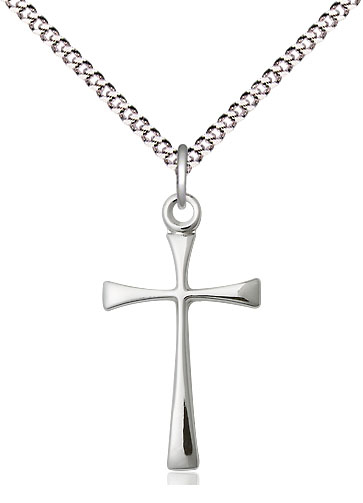 Sterling Silver Maltese Cross Pendant on a 18 inch Light Rhodium Light Curb chain