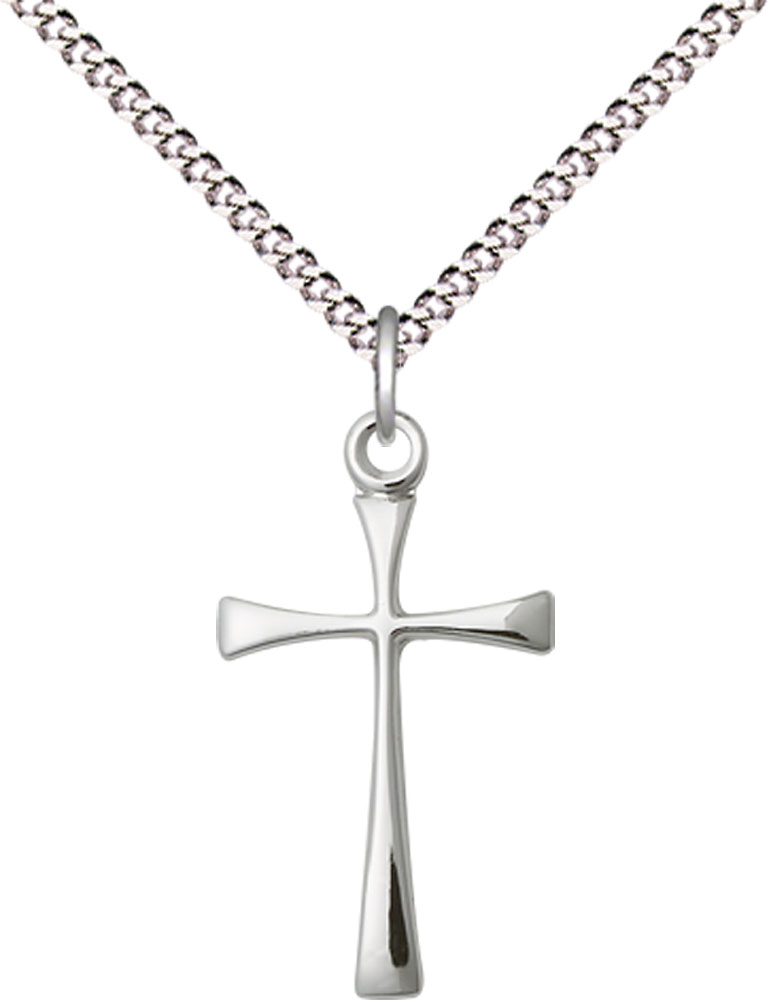 Sterling Silver Maltese Cross Pendant on a 18 inch Light Rhodium Light Curb chain