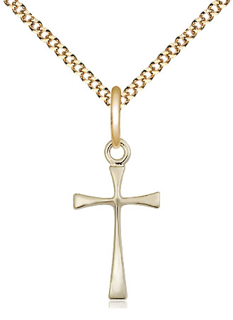 14kt Gold Filled Maltese Cross Pendant on a 18 inch Gold Plate Light Curb chain