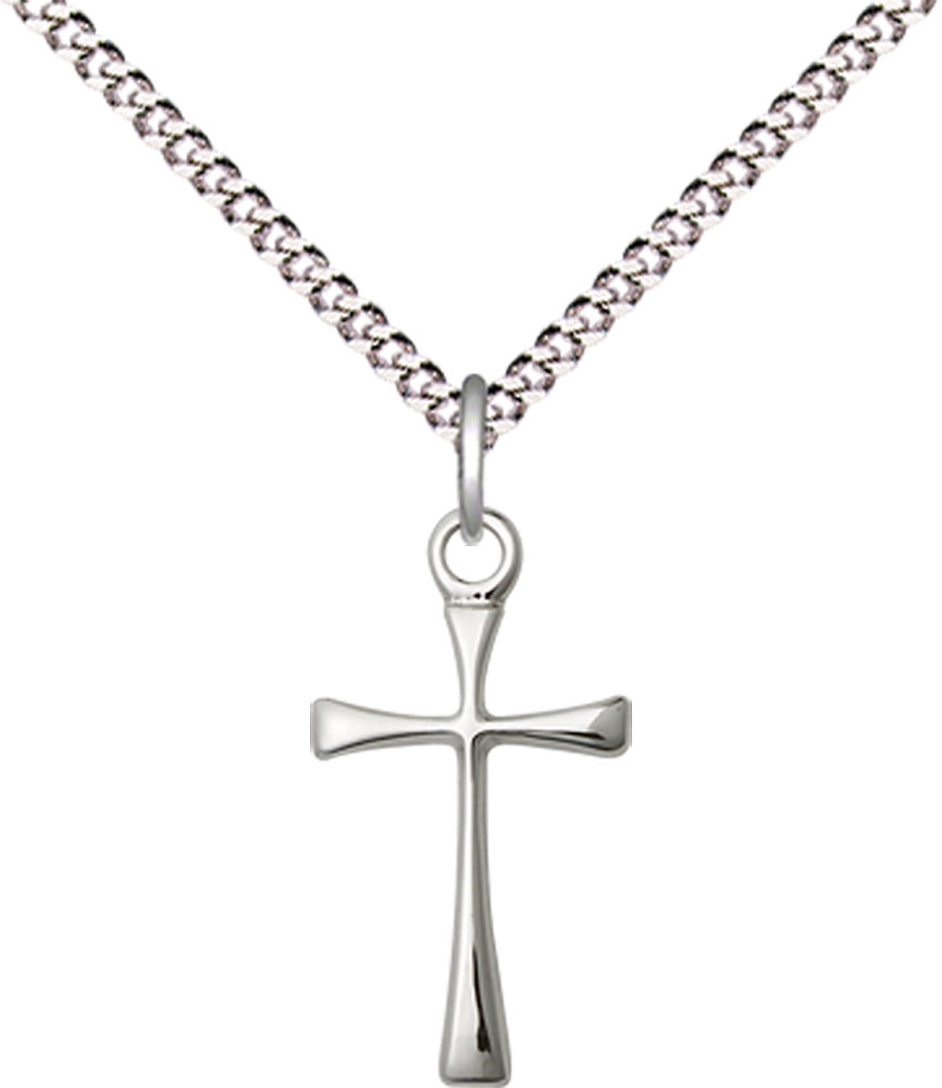 Sterling Silver Maltese Cross Pendant on a 18 inch Light Rhodium Light Curb chain