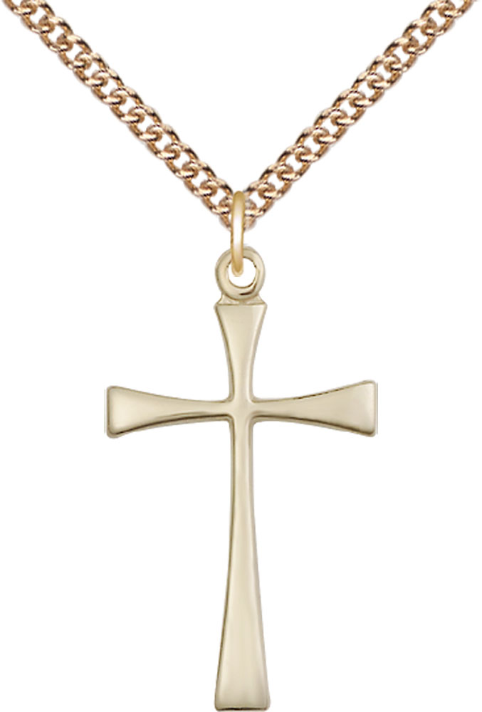 14kt Gold Filled Maltese Cross Pendant on a 24 inch Gold Filled Heavy Curb chain