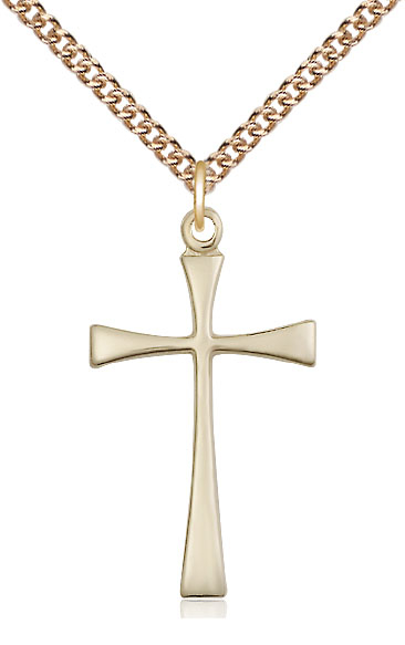 14kt Gold Filled Maltese Cross Pendant on a 24 inch Gold Filled Heavy Curb chain