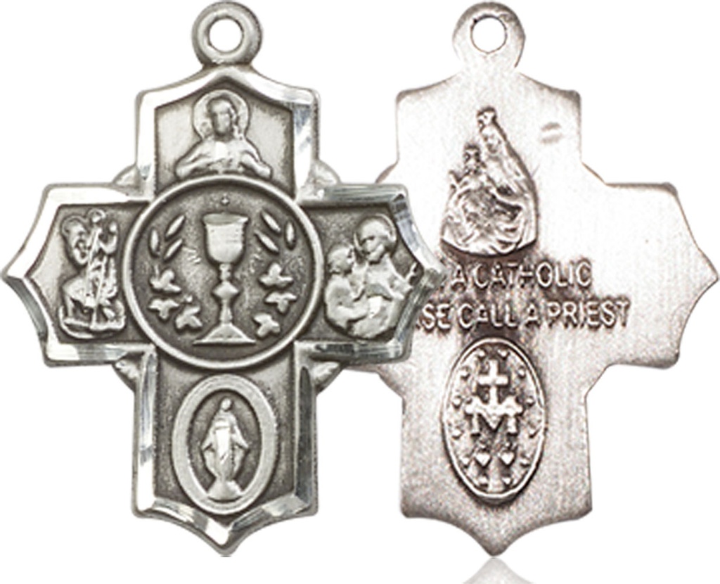 Sterling Silver Communion 5-Way Medal