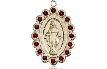 14kt Gold Filled Miraculous Medal with Garnet Swarovski stones