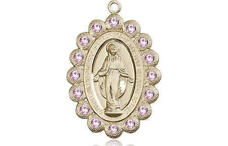 14kt Gold Miraculous Medal with LA Swarovski stones