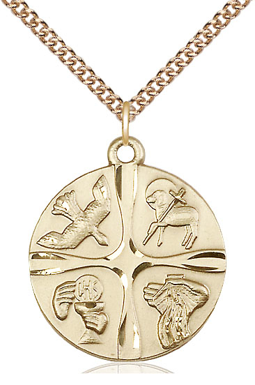 14kt Gold Filled Christian Life Pendant on a 24 inch Gold Filled Heavy Curb chain