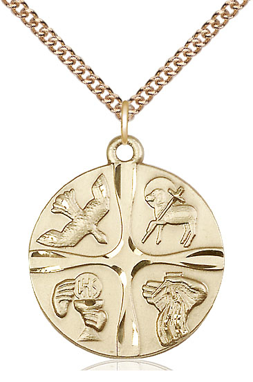 14kt Gold Filled Christian Life Pendant on a 24 inch Gold Filled Heavy Curb chain