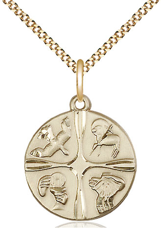 14kt Gold Filled Christian Life Pendant on a 18 inch Gold Plate Light Curb chain