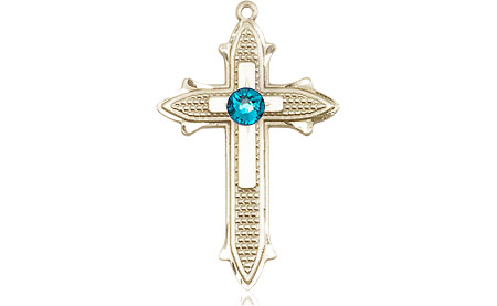 14kt Gold Filled Cross on Cross Medal with a 3mm Zircon Swarovski stone