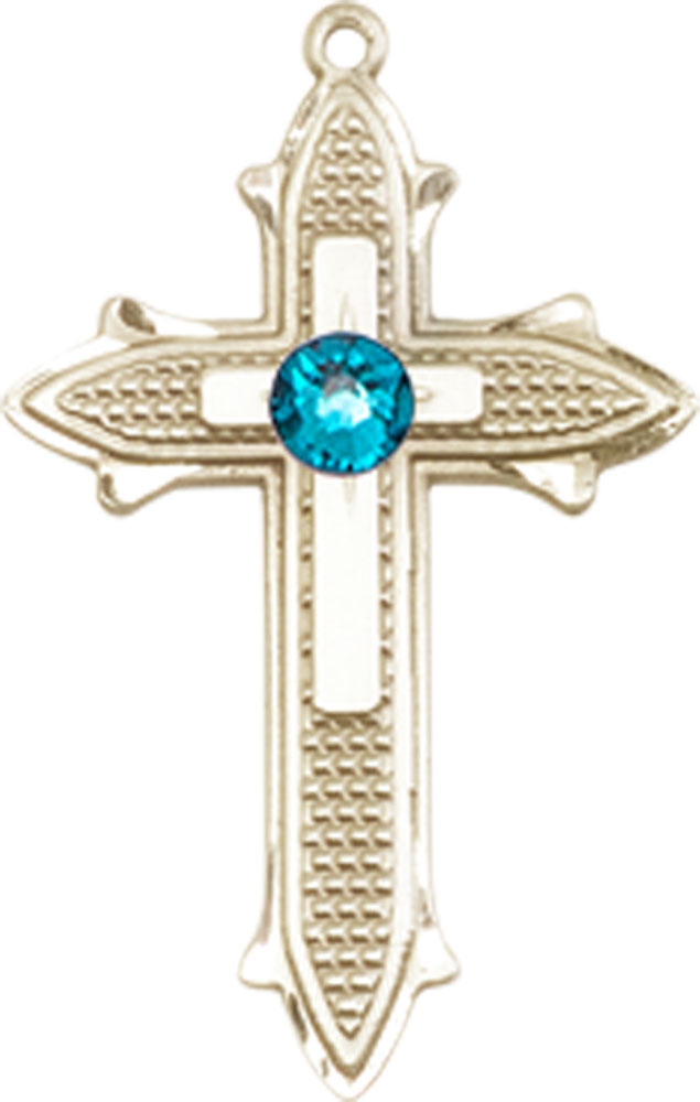 14kt Gold Filled Cross on Cross Medal with a 3mm Zircon Swarovski stone