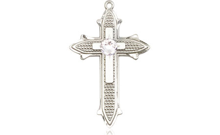 Sterling Silver Cross on Cross Medal with a 3mm Crystal Swarovski stone