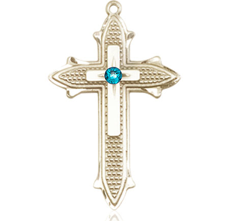 14kt Gold Filled Cross on Cross Medal with a 3mm Zircon Swarovski stone