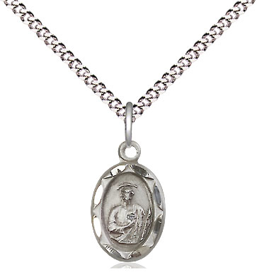 Sterling Silver Saint Jude Pendant on a 18 inch Light Rhodium Light Curb chain