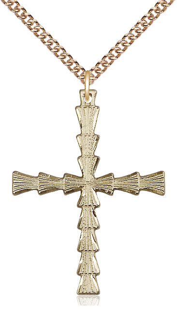 14kt Gold Filled Cross Pendant on a 24 inch Gold Filled Heavy Curb chain