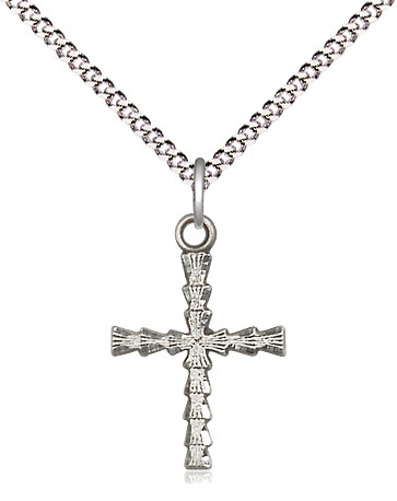 Sterling Silver Cross Pendant on a 18 inch Light Rhodium Light Curb chain