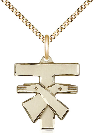 14kt Gold Filled Franciscan Cross Pendant on a 18 inch Gold Plate Light Curb chain