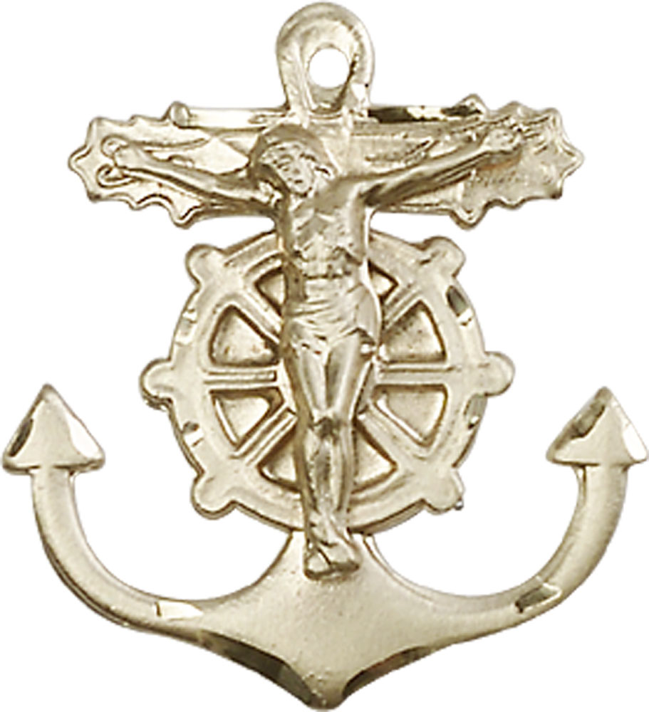 14kt Gold Filled Anchor Crucifix Medal