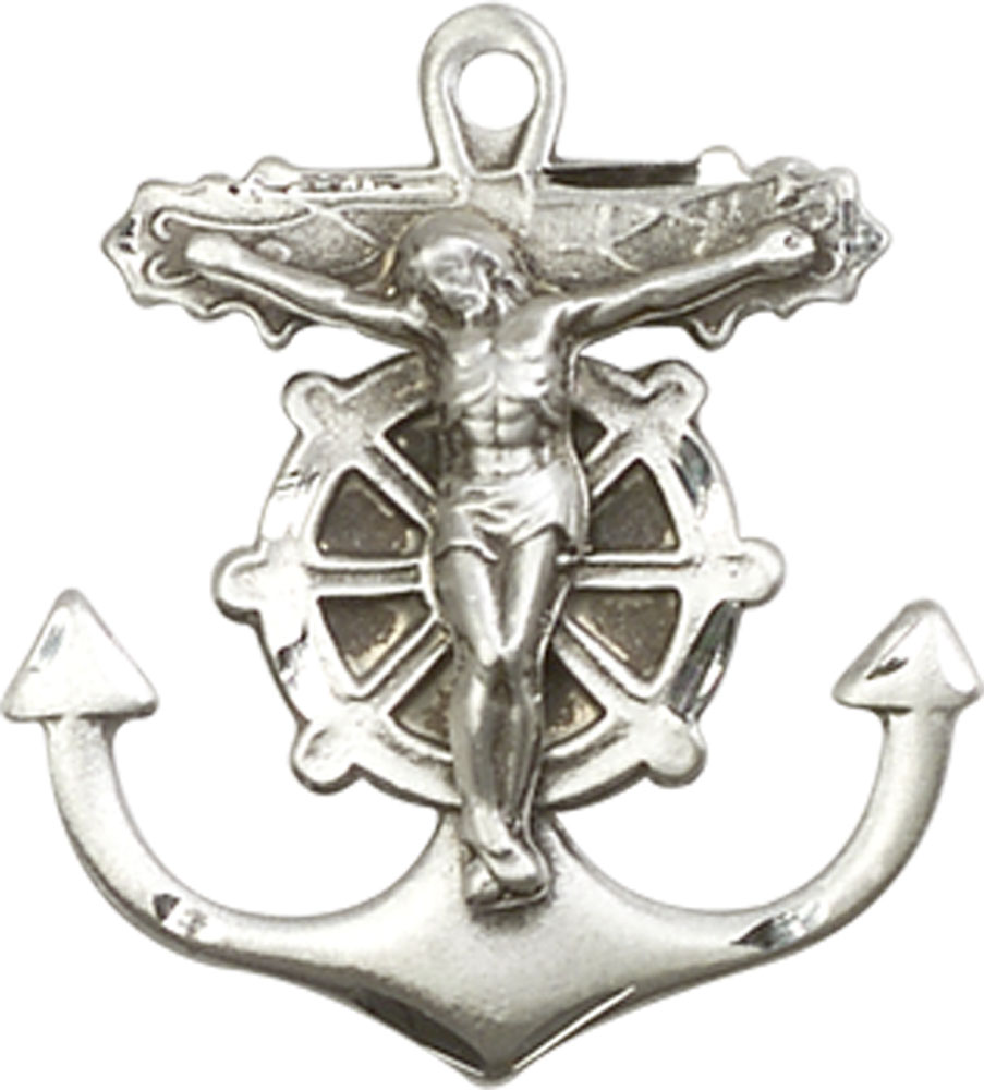 Sterling Silver Anchor Crucifix Medal