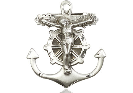 Sterling Silver Anchor Crucifix Medal