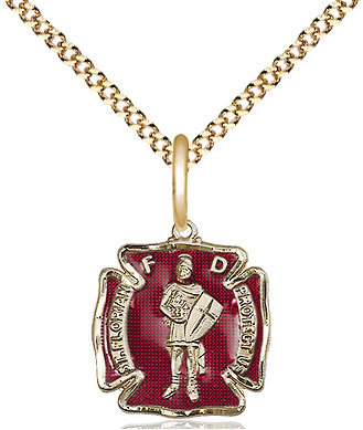 14kt Gold Filled Saint Florian Pendant on a 18 inch Gold Plate Light Curb chain