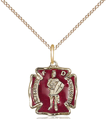 14kt Gold Filled Saint Florian Pendant on a 18 inch Gold Filled Light Curb chain
