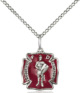 Sterling Silver Saint Florian Pendant on a 18 inch Sterling Silver Light Curb chain