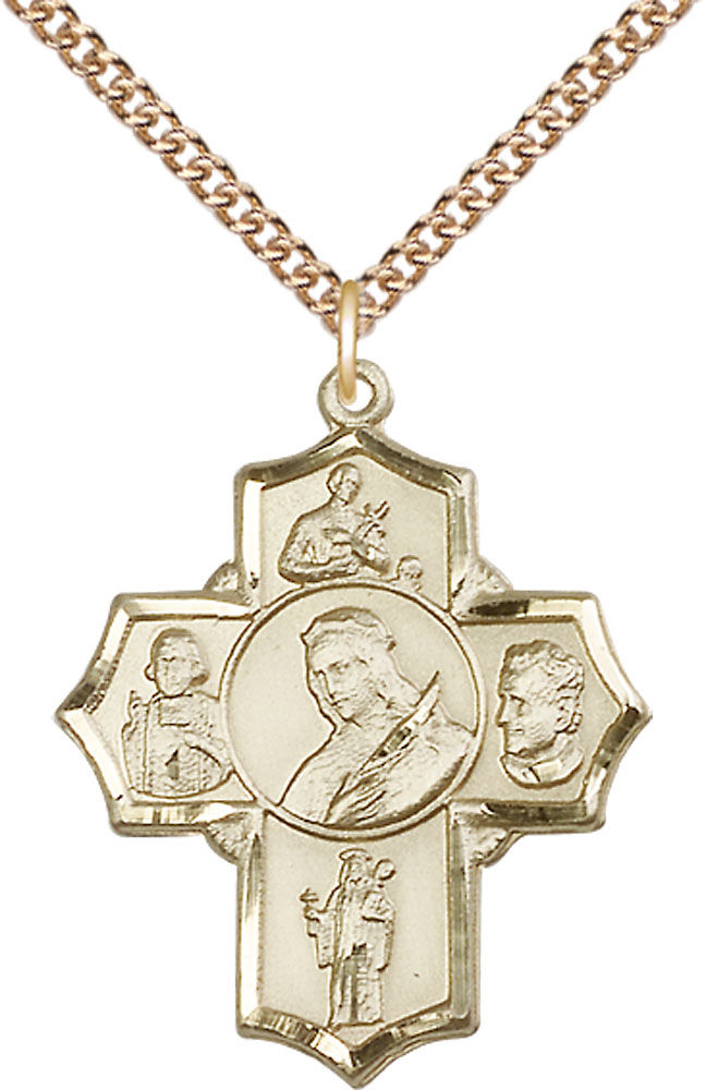 14kt Gold Filled Philomena Vian Bos Jude Gerard Pendant on a 24 inch Gold Filled Heavy Curb chain