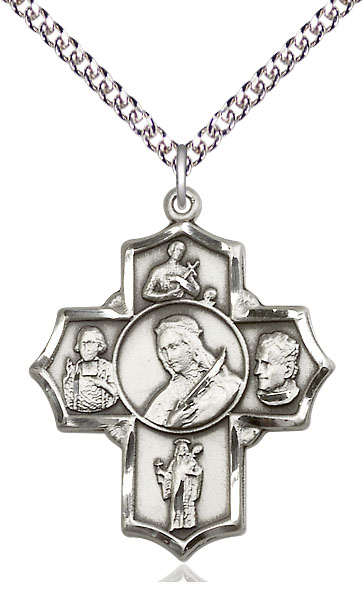 Sterling Silver Philomena Vian Bos Jude Gerard Pendant on a 24 inch Sterling Silver Heavy Curb chain
