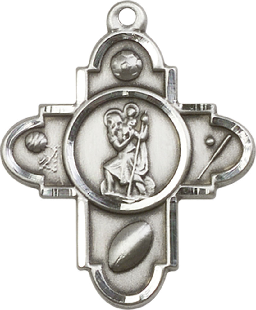 Sterling Silver Sports 5-Way St Christopher Medal