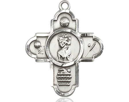 Sterling Silver 5-Way St Christopher Sports Medal