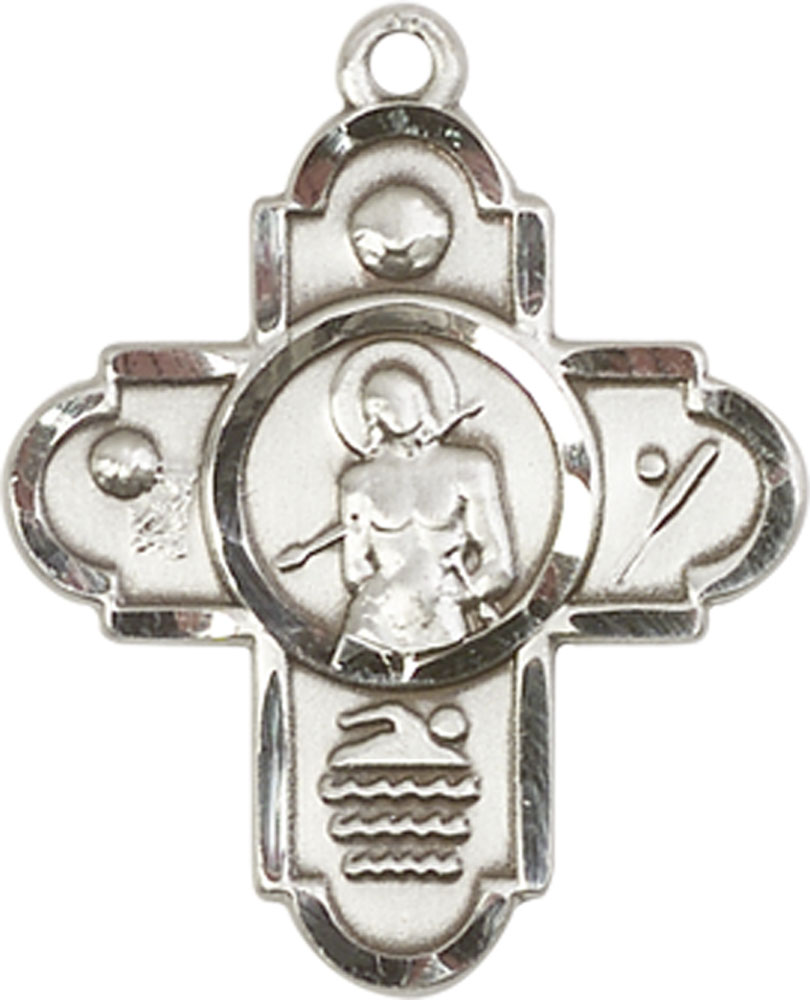 Sterling Silver 5-Way St Sebastian Sports Medal